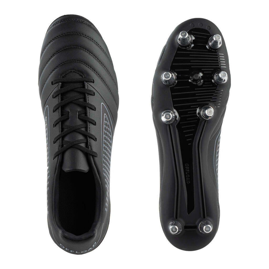 Adult Soft Ground Screw-In Rugby Boots Impact R100 SG 8 Studs - Black