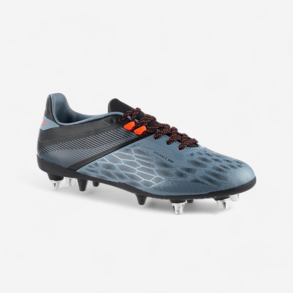 Adult Hybrid Soft Pitch Rugby Boots Advance R500 SG - Grey/Orange