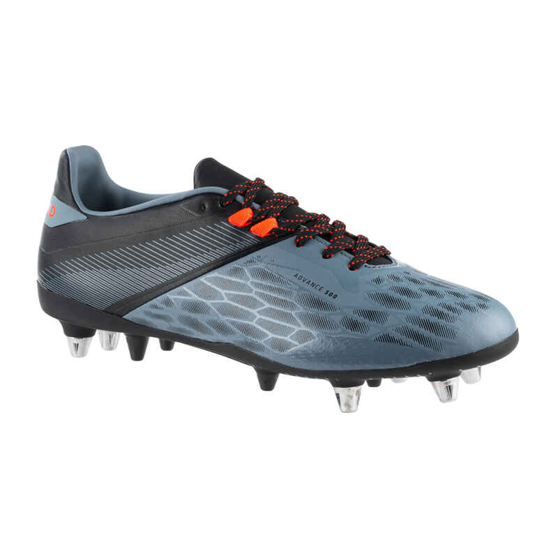 Adult Hybrid Soft Pitch Rugby Boots Advance R500 SG - Grey/Orange