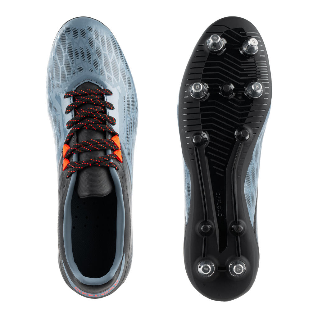 Adult Hybrid Soft Pitch Rugby Boots Advance R500 SG - Grey/Orange