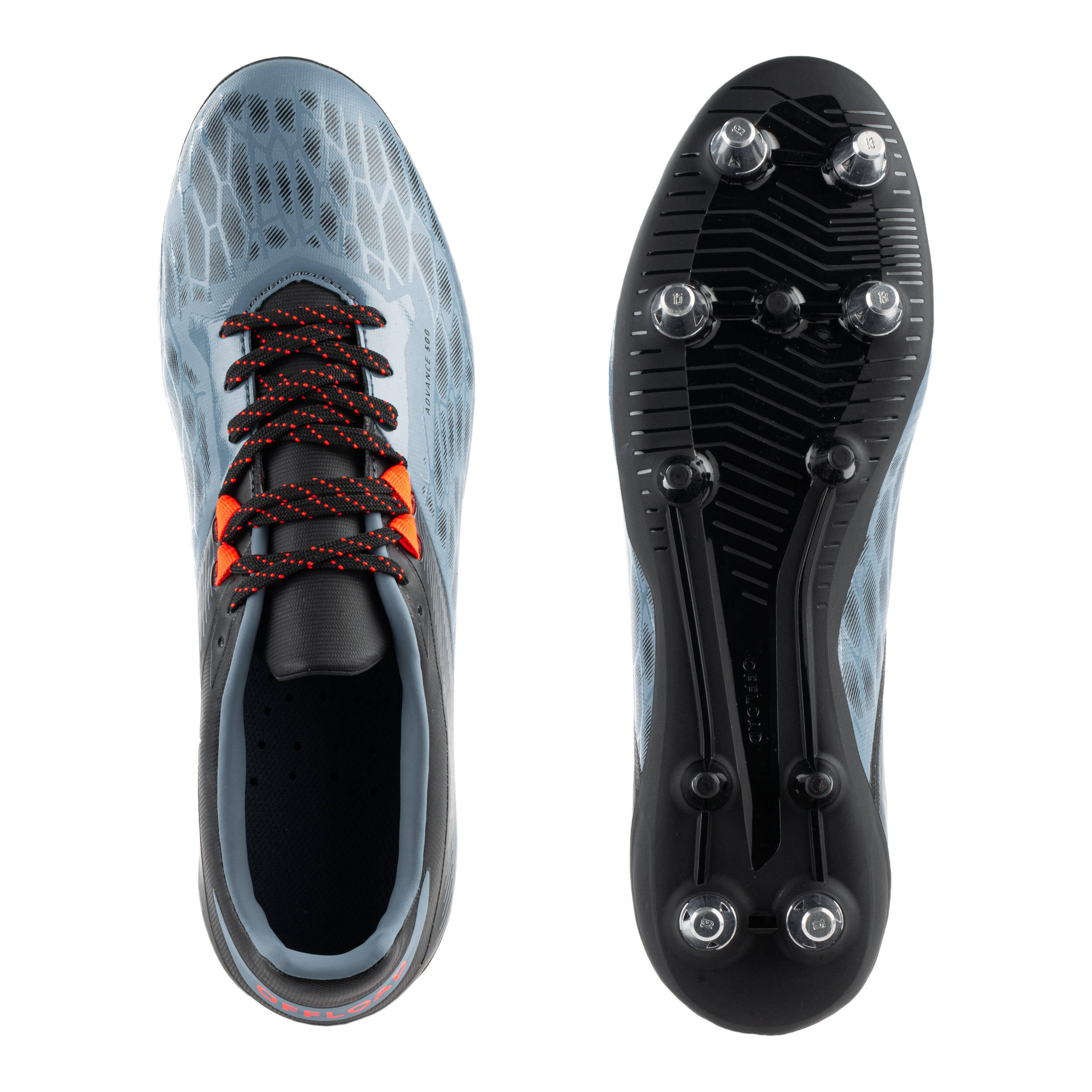 Men's Soft Pitch Rugby Boots Advance R500 SG Hybrid - Grey/Orange -  4