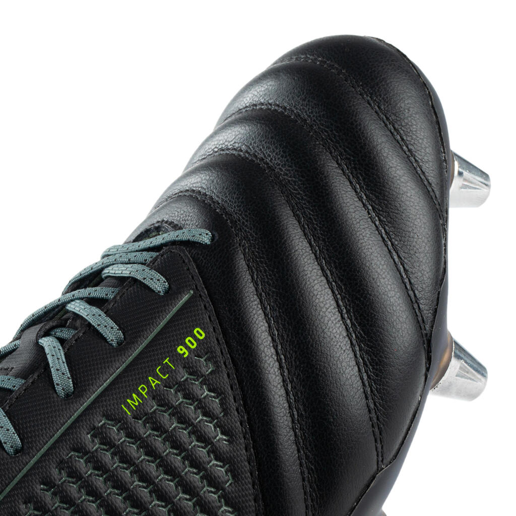 Adult Soft Ground Screw-In Rugby Boots Impact R900 SG 8 Studs - Black