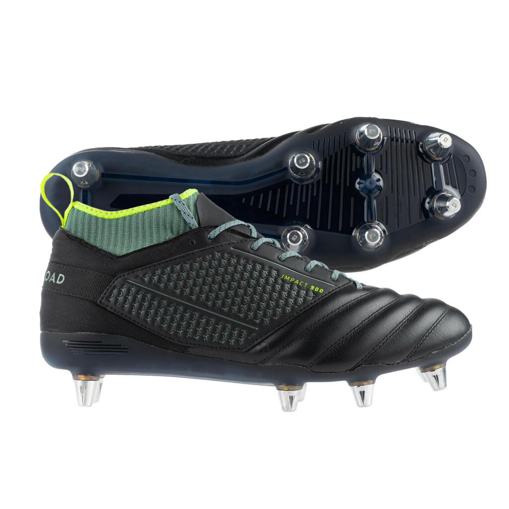 Adult Soft Ground Screw-In Rugby Boots Impact R900 SG 8 Studs - Black