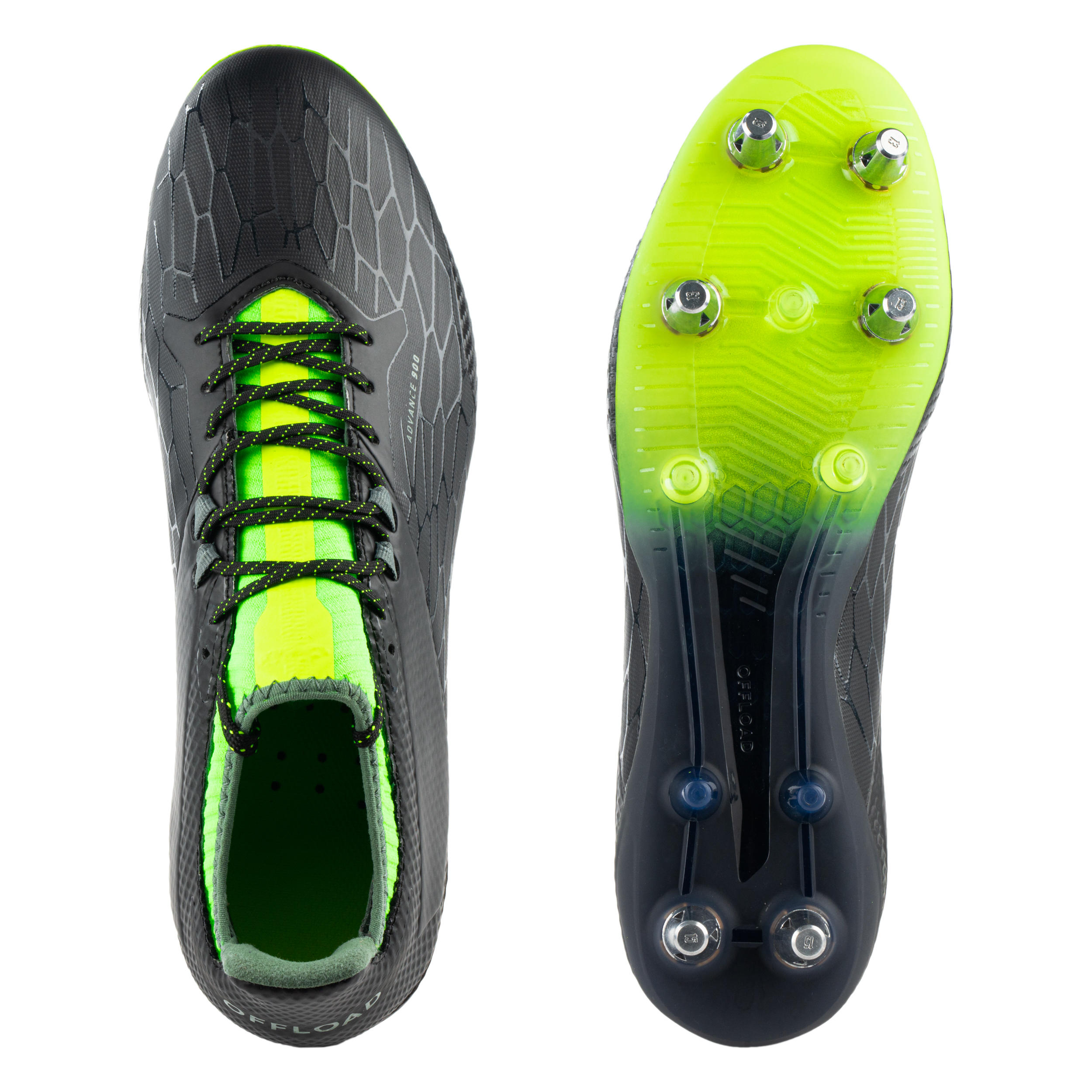 Adult Screw-In Hybrid Rugby Boots Advance R900 SG - Black/Yellow 11/14