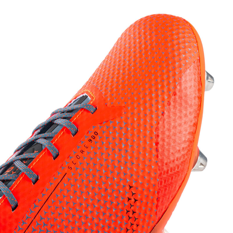 Pánské ragbyové hybridní kopačky na smíšený povrch Score R900 SG oranžové