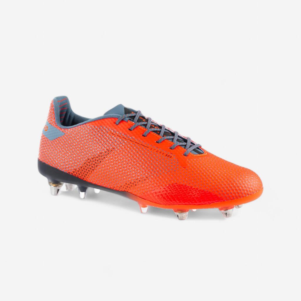 Adult Soft Ground Screw-In Rugby Boots Score R900 SG - Orange