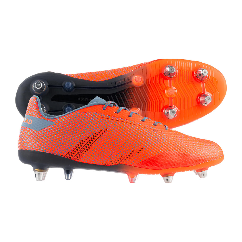 Adult Soft Ground Screw-In Rugby Boots Score R900 SG - Orange