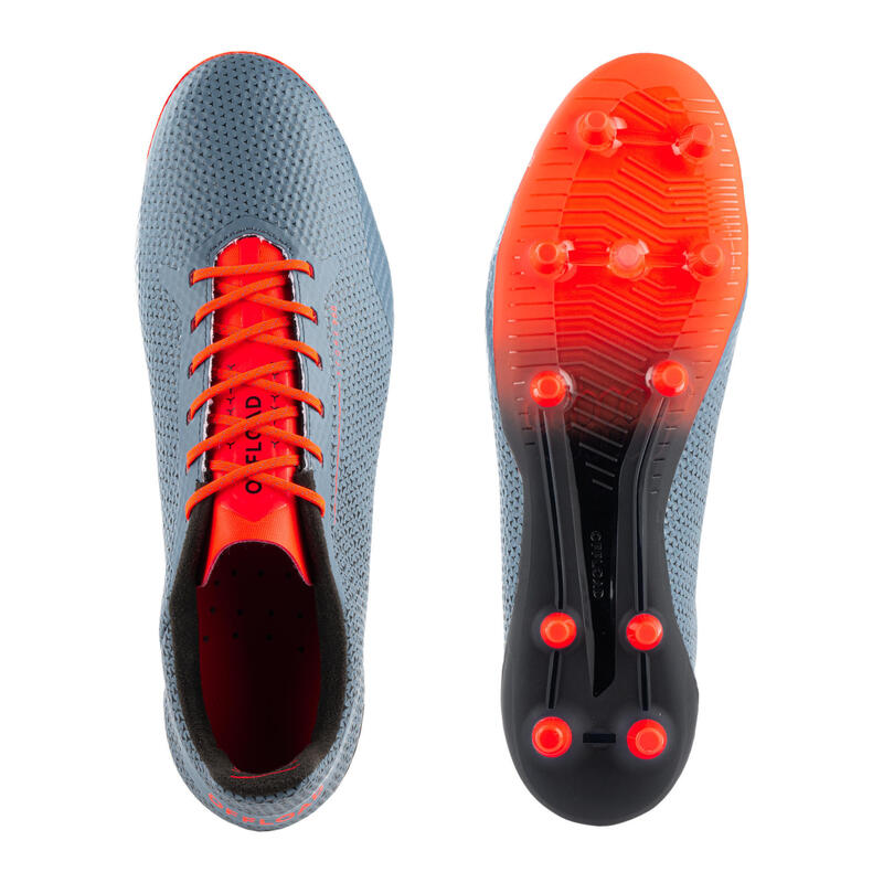 Chaussures de rugby moulées terrain sec Homme/Femme - SCORE R900 FG gris orange