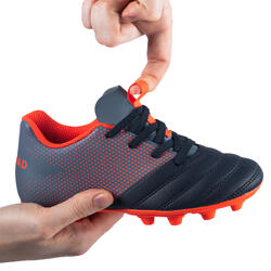 Rugbyschoenen voor kinderen vaste noppen FG R100 easy laces rood