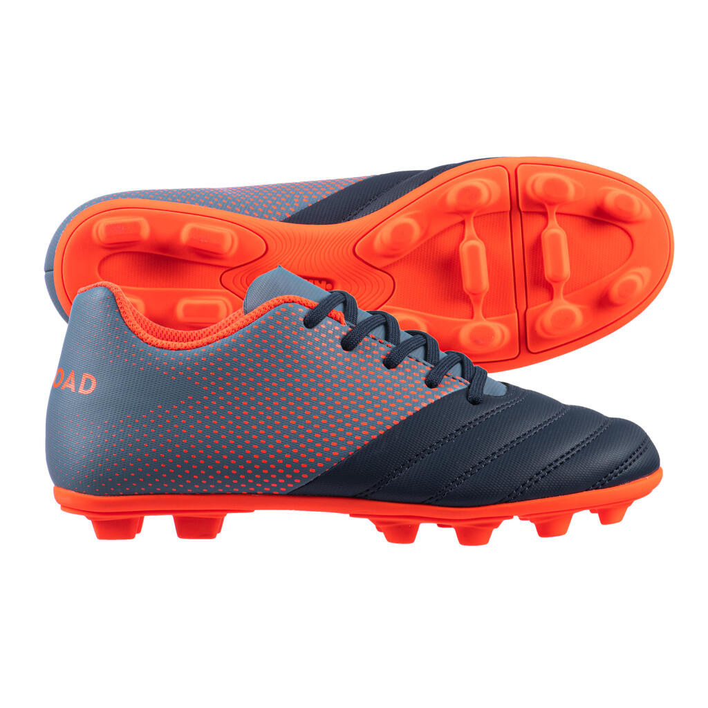 Kids' Moulded Dry Pitch Rugby Boots R100 FG - Blue/Red