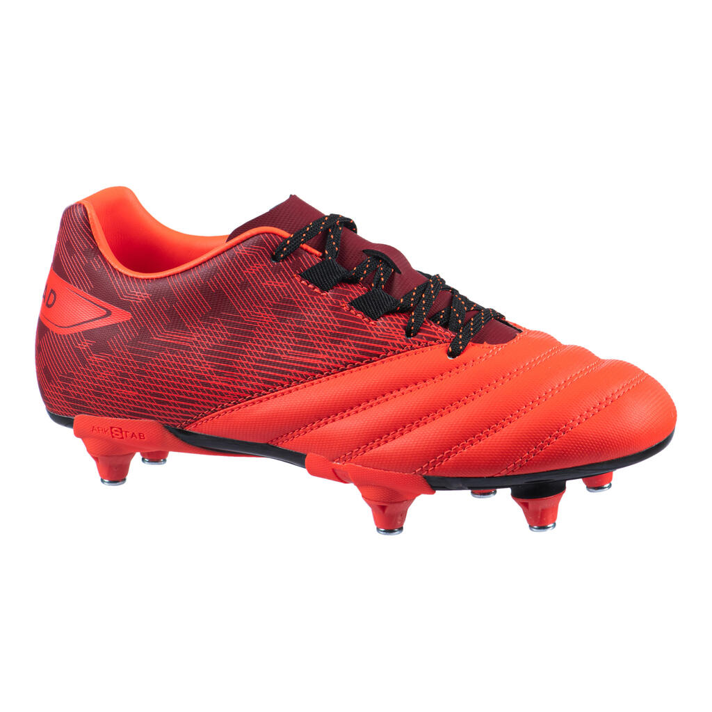 Kinder Rugby Schuhe SG Schraubstollen (nasser Boden) - Skill R500 rot