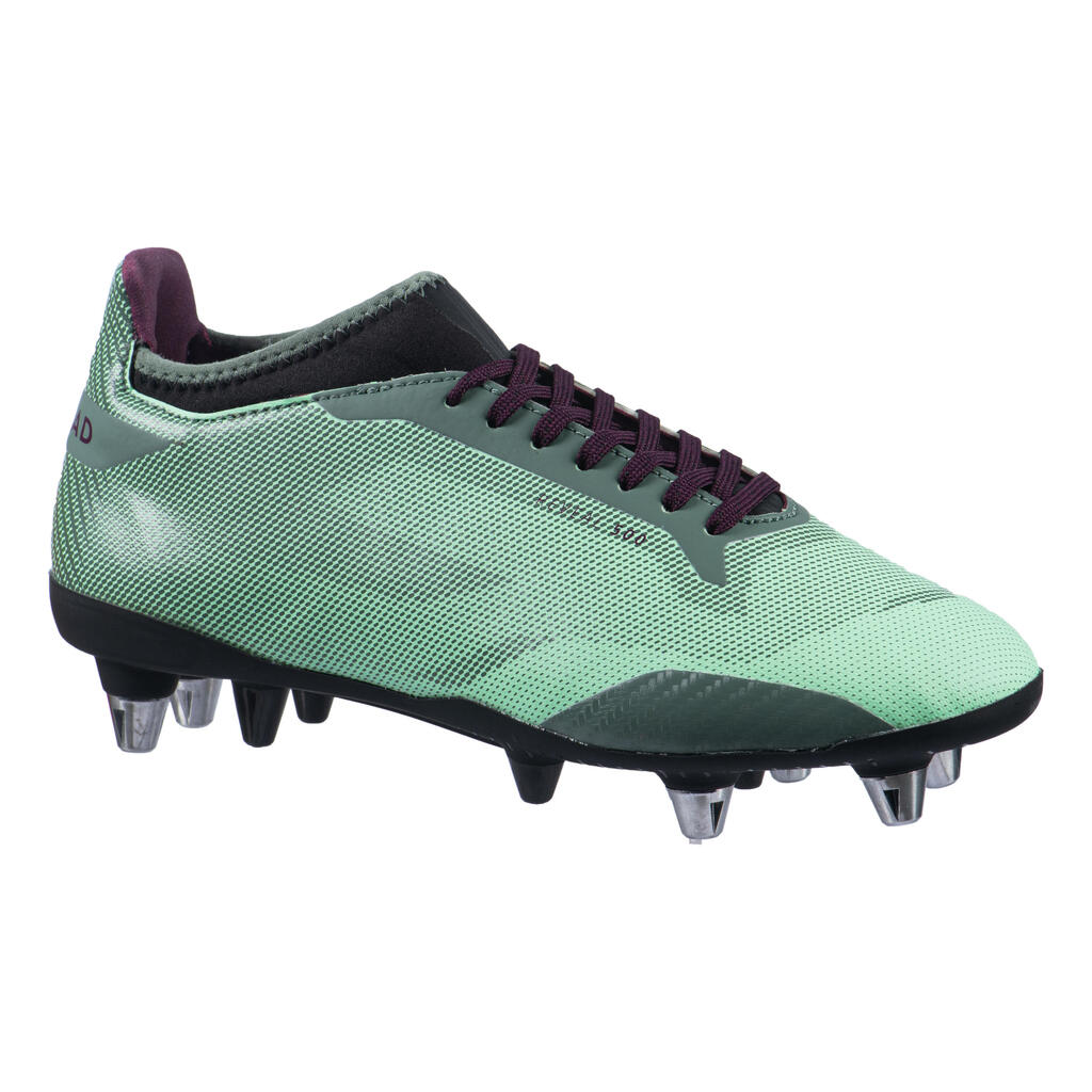 Rugbyschuhe Stollen Hybrid Reveal R500 SG Damen grün