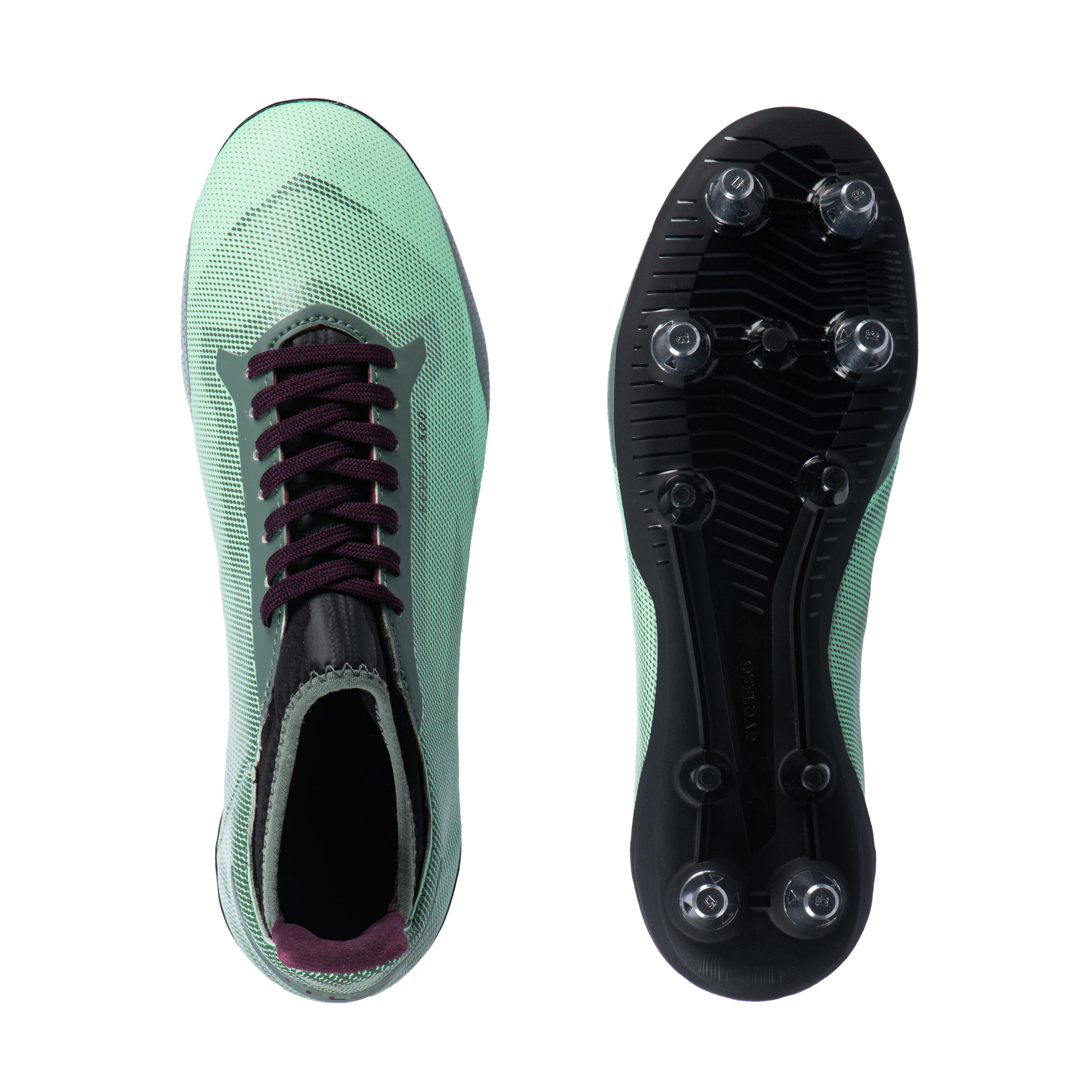 Women's Hybrid Mixed Ground Rugby Boots Reveal R500 SG - Green 4/7