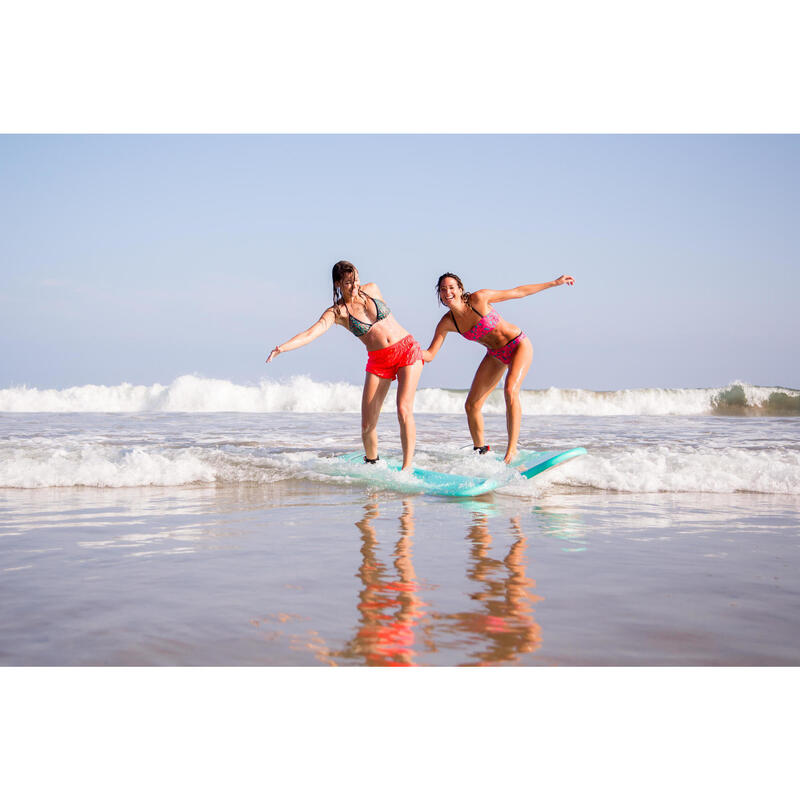 Top bikini Mujer surf triángulo verde azul marino estampado