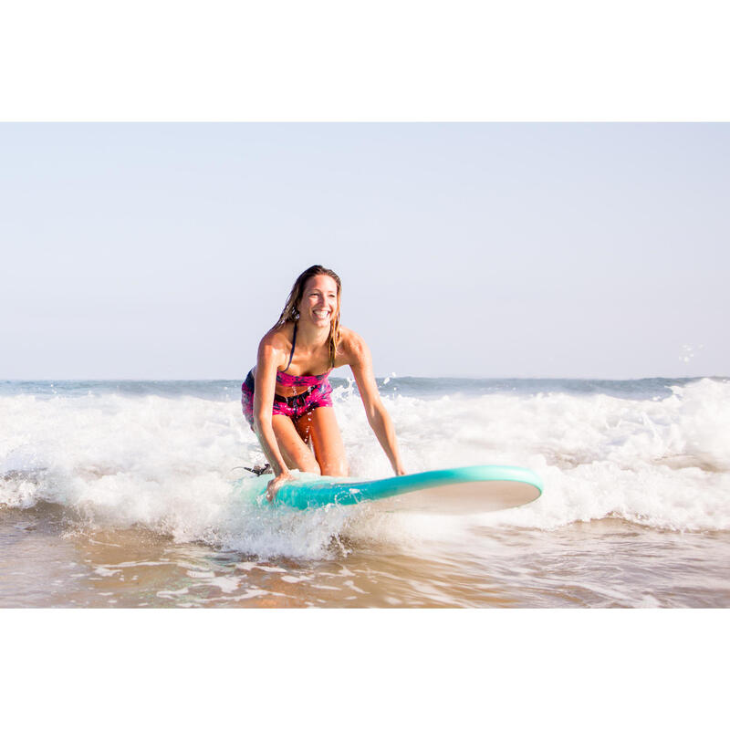Top bikini Mujer surf bandeau fijo rosa tropical