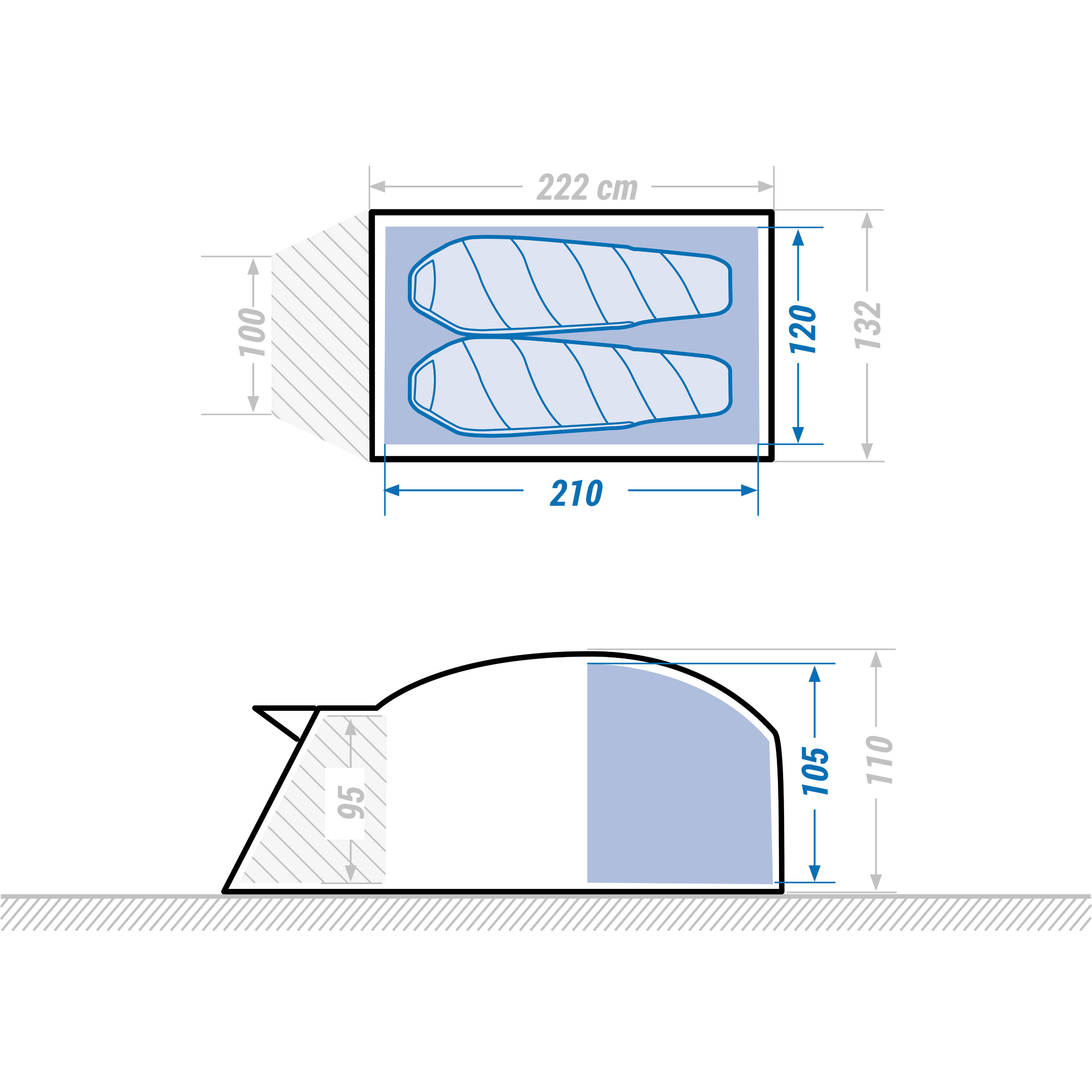 Dome Trekking Tent - 2 person - MT100 -  5