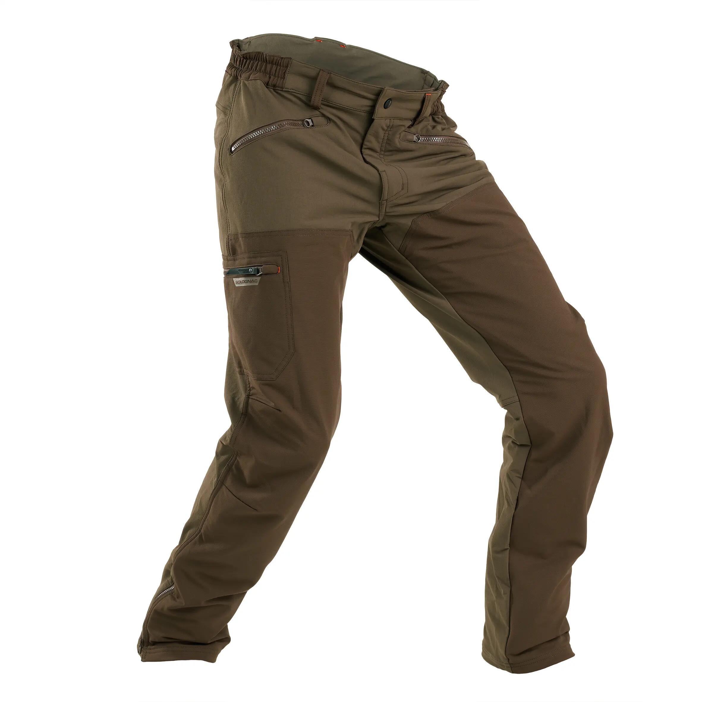 PANTALON chasse RENFORT MARRON TEMPS SEC 500 2/15