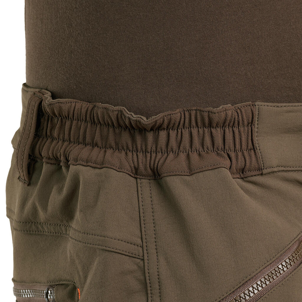 Poľovnícke nohavice Renfort 500 vystužené hnedé do suchého počasia