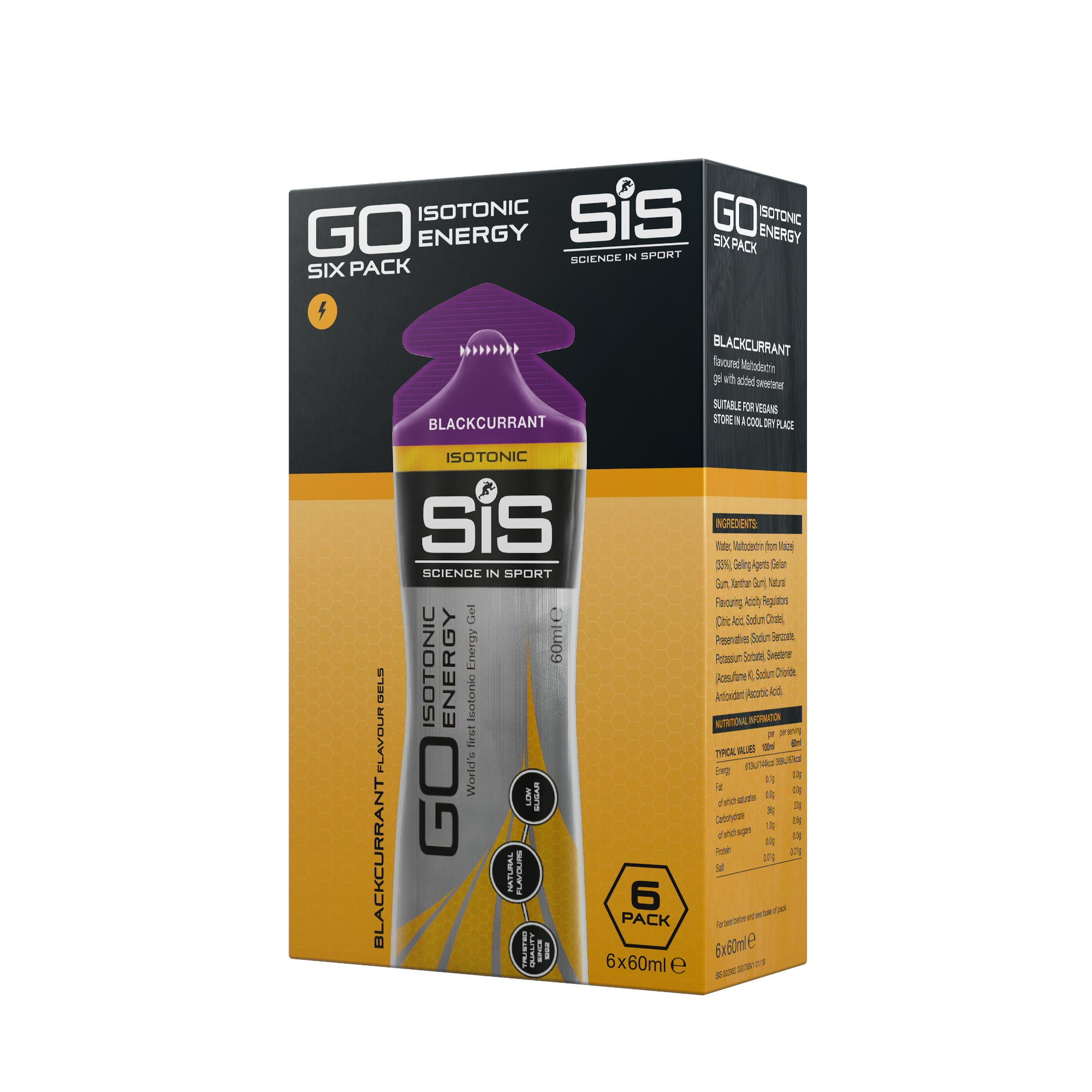 SCIENCE IN SPORT Go Isotonic Energy Gel Blackcurrant - 6 x 60ml