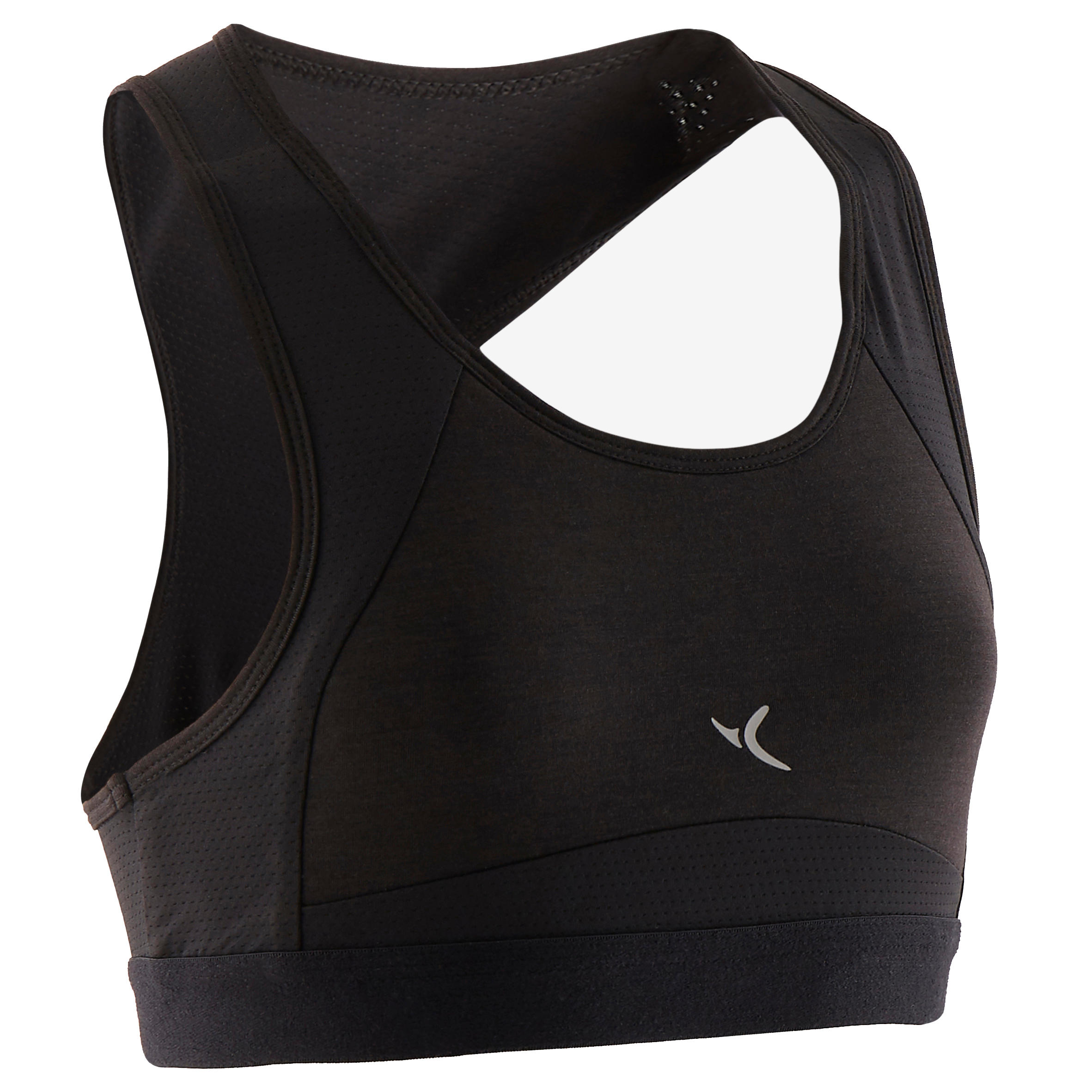 DOMYOS Top bambina ginnastica 500 poliestere traspirante nero