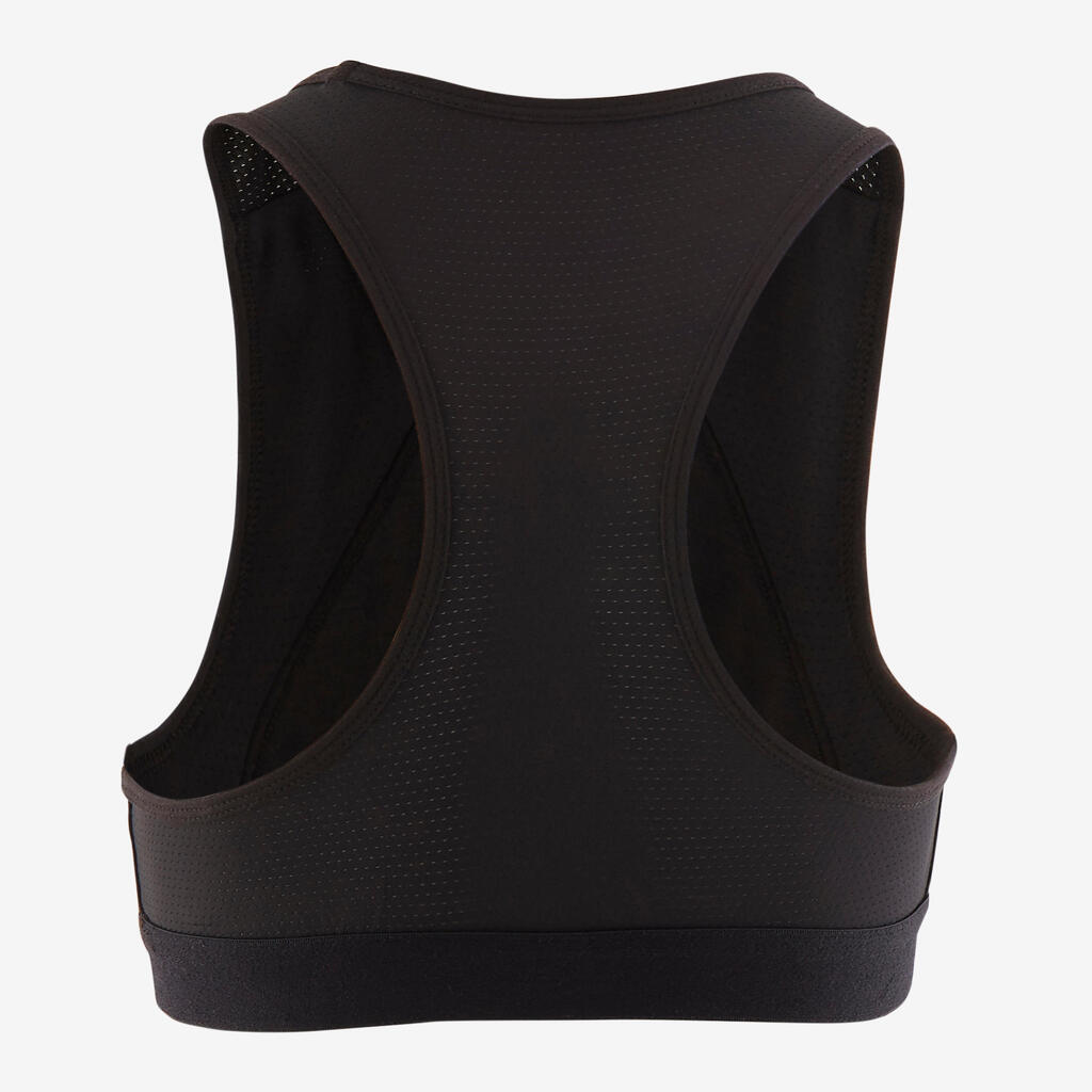 Sport-Bustier atmungsaktiv Pad Mädchen schwarz