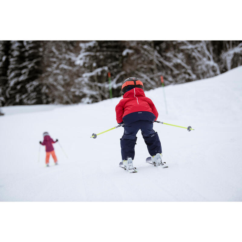 WARME EN WATERDICHTE SKI-JAS VOOR KINDEREN 500 PULL'N FIT ROOD/MARINEBLAUW