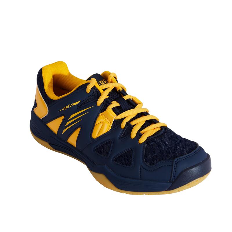 Zapatillas Bádminton/Squash Perfly BS 500 Niños Azul Marino/Amarillo
