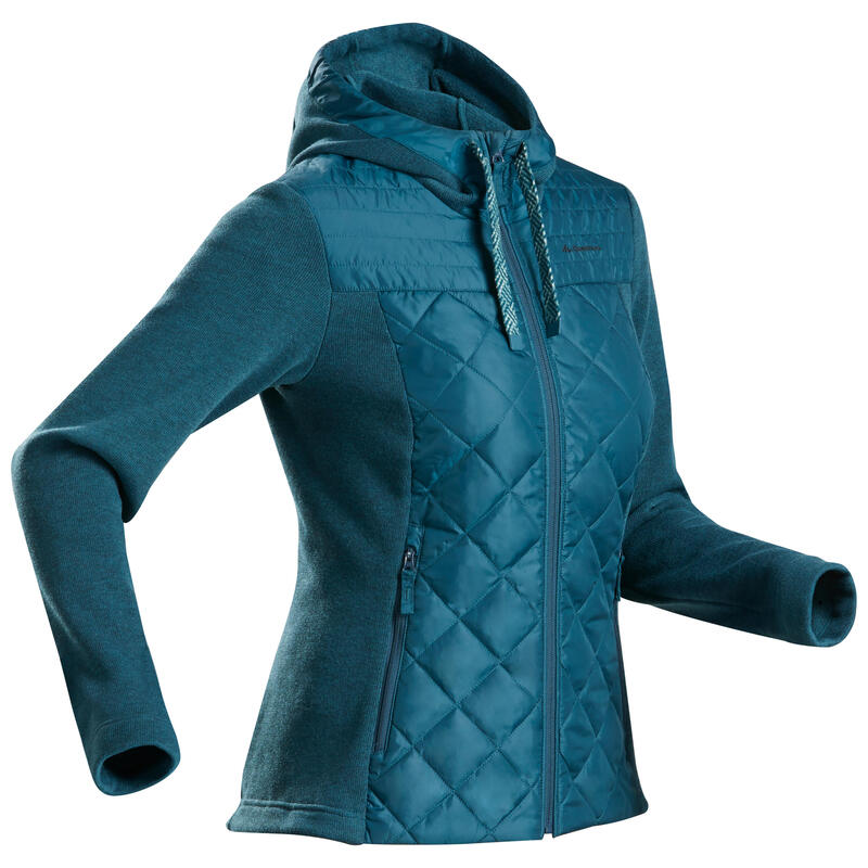 Női kapucnis pulóver túrázáshoz NH100 Hybrid, kék