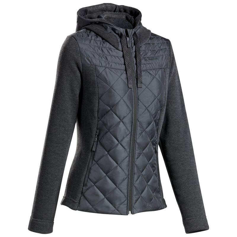 Sweatjacke Damen Hybridjacke mit Kapuze Wandern - NH100