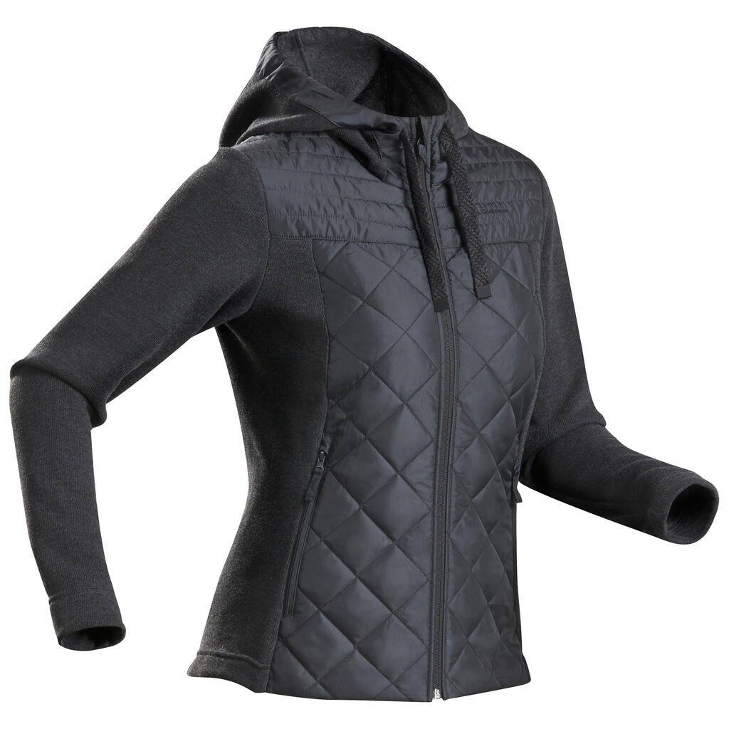 Sweatjacke Damen Hybridjacke mit Kapuze Wandern - NH100