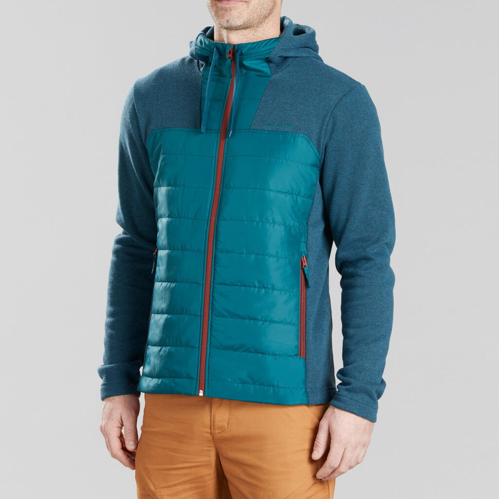 Sweatjacke Herren Hybridjacke mit Kapuze Wandern - NH100