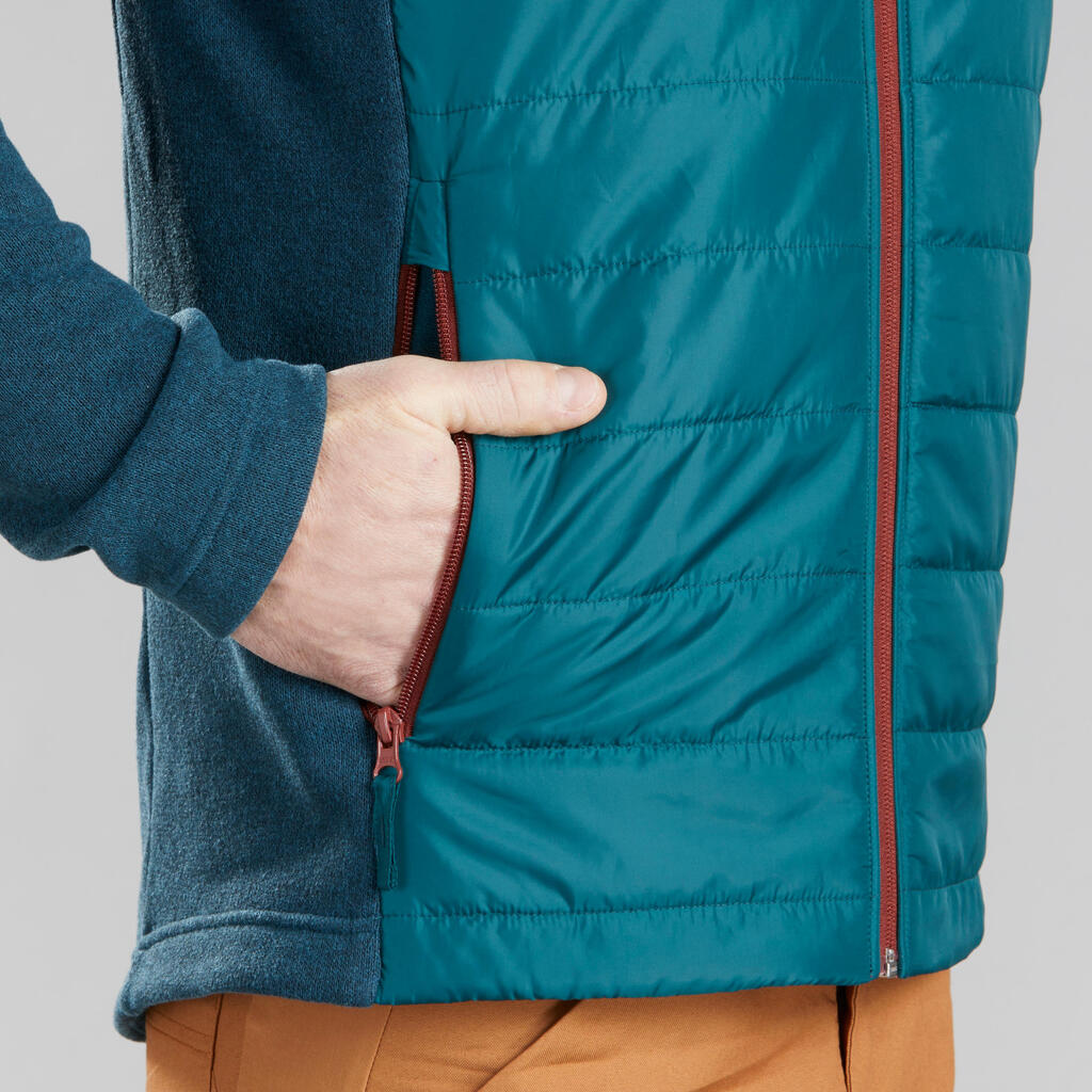 Sweatjacke Herren Hybridjacke mit Kapuze Wandern - NH100