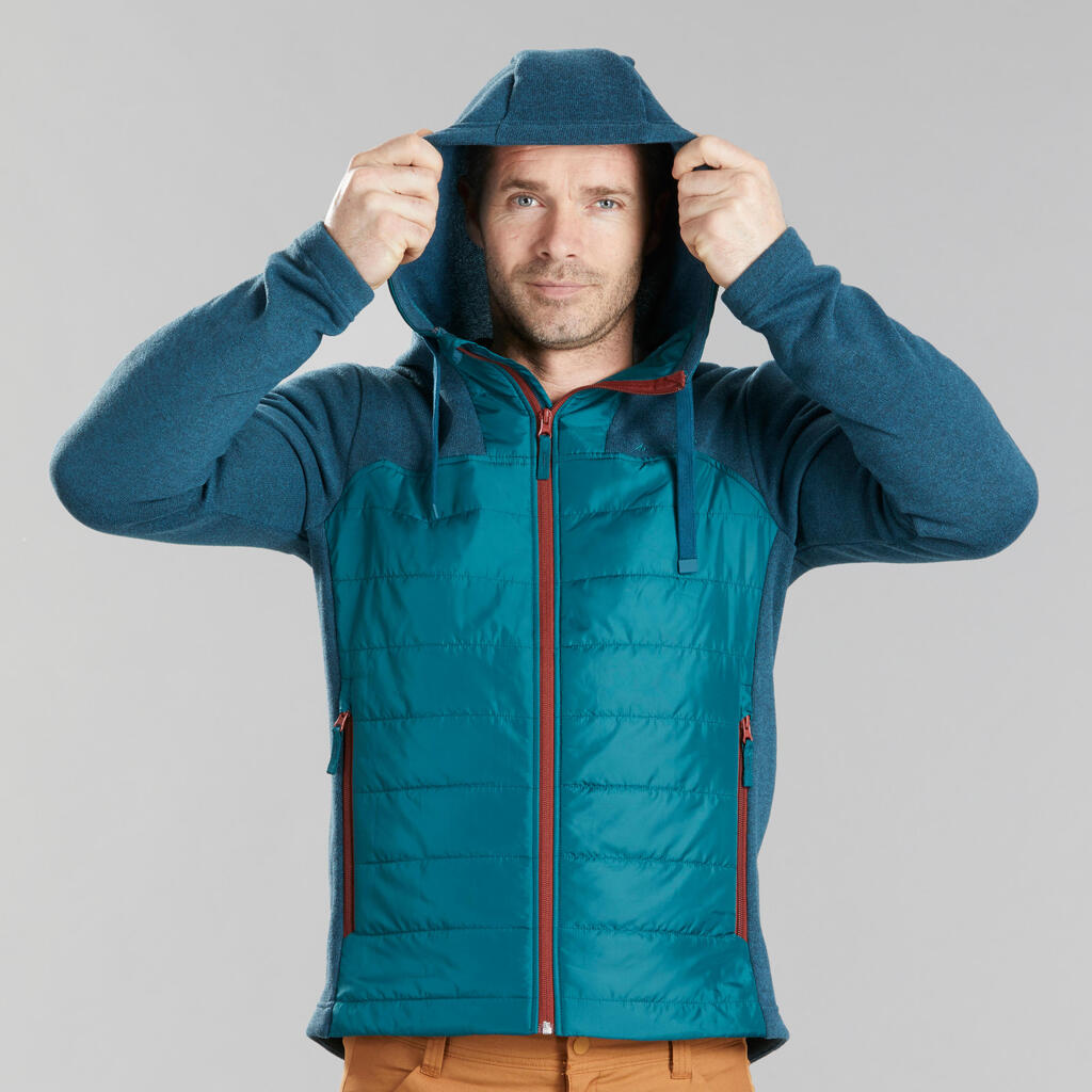 Sweatjacke Herren Hybridjacke mit Kapuze Wandern - NH100