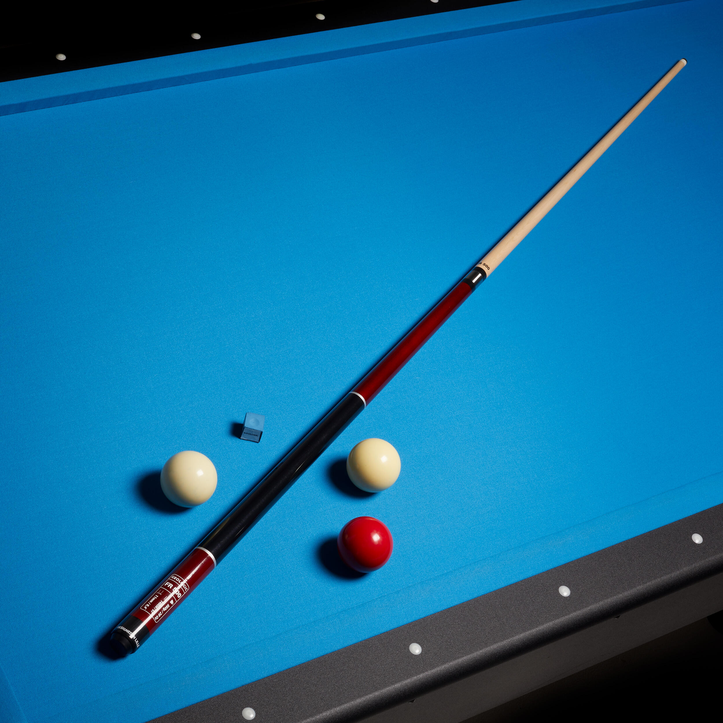 French Billiards Cue in 2 Parts, 1/2 Jointed Club 500 2/15