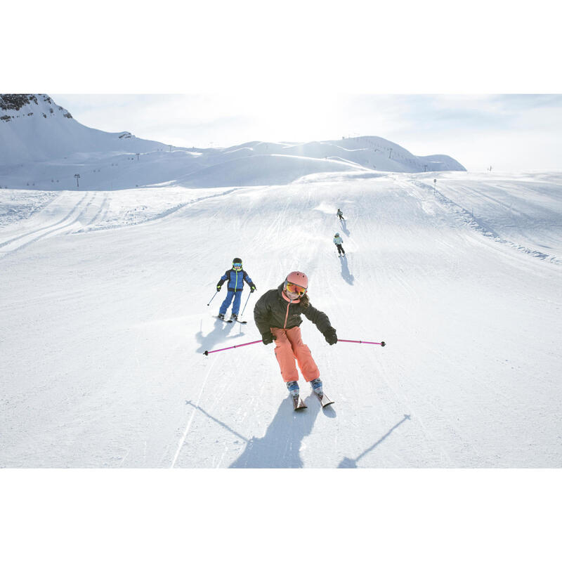 SKI DE PISTE ENFANT AVEC FIXATION BOOST 500 ROUGE