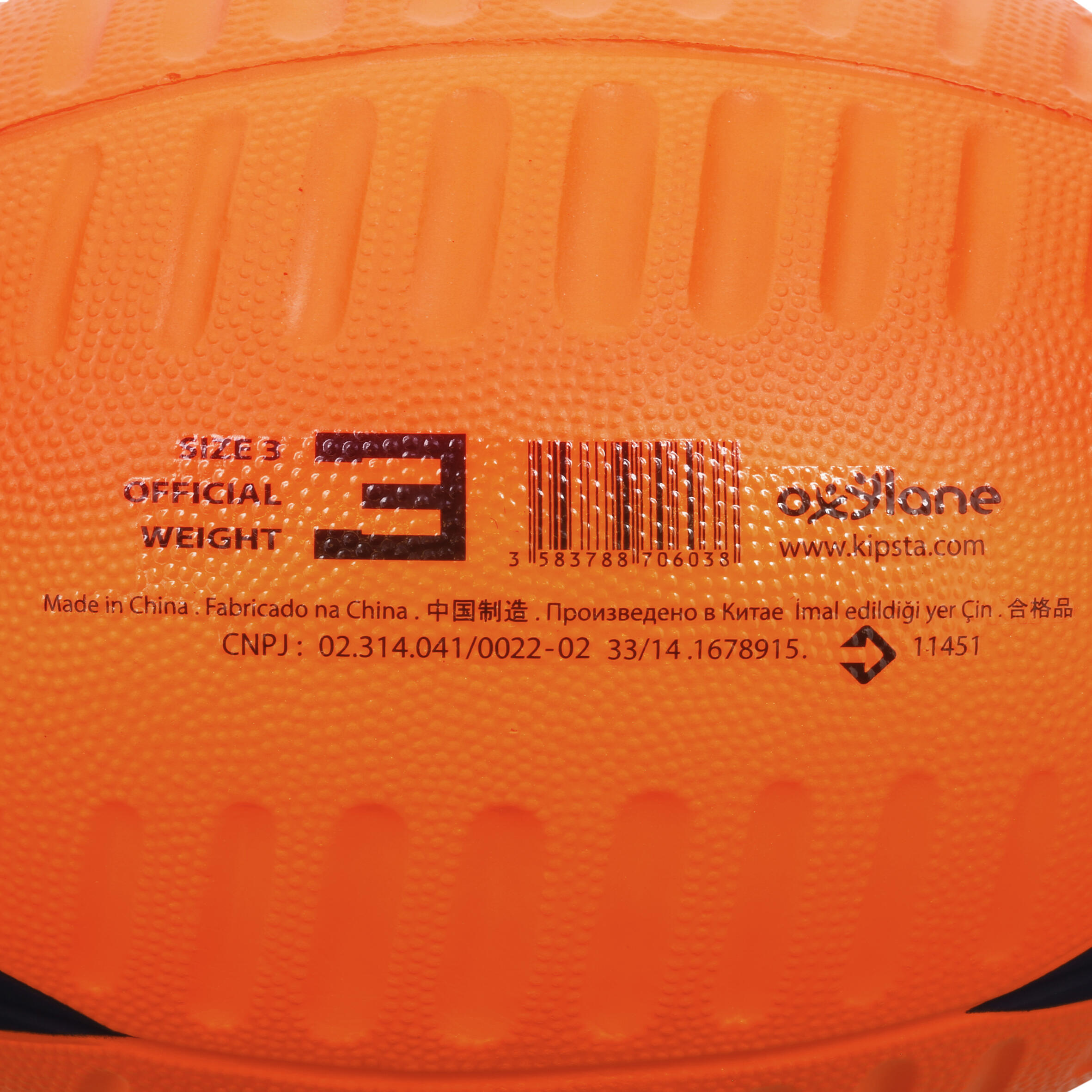 Schuimstof rugbybal Wizzy maat 3 oranje 10/11