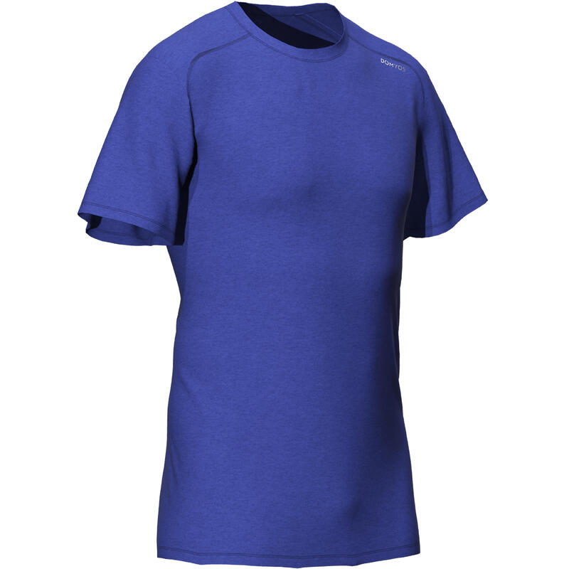 Tricou respirant 100 Fitness cardio Essentiel Albastru pestriț Bărbați 