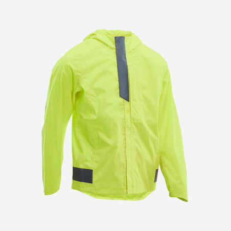 500 Kids' Waterproof Hi-Vis Cycling Jacket - Yellow