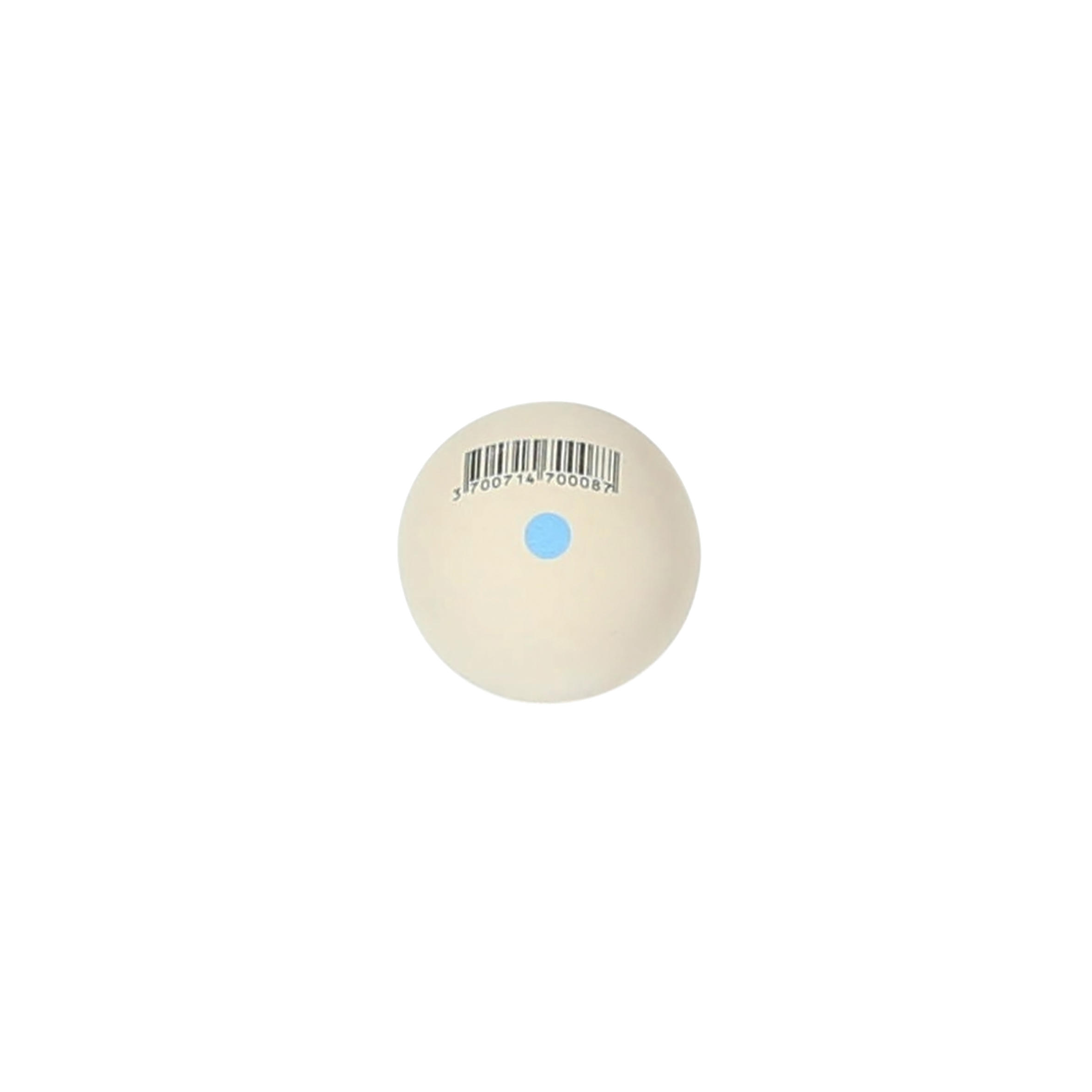 Pelote blanche point bleu balle gomme pleine 1/2