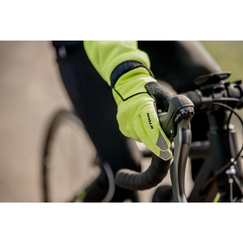 GUANTES CICLISMO 500 INVIERNO JÚNIOR AMARILLO FLUO