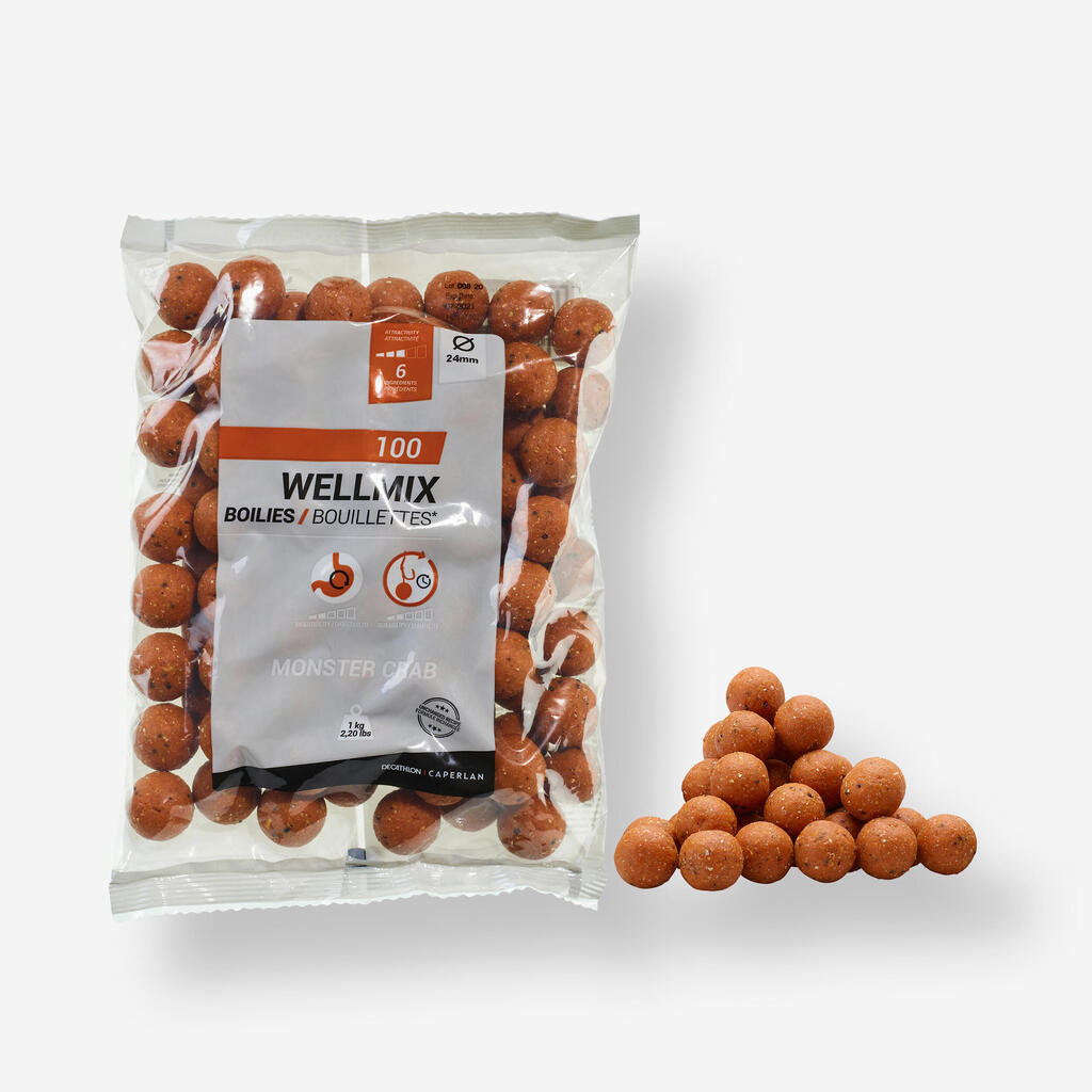 Boiliji za krapolov z okusom orajške rakovice WELLMIX (24 mm 1 kg)