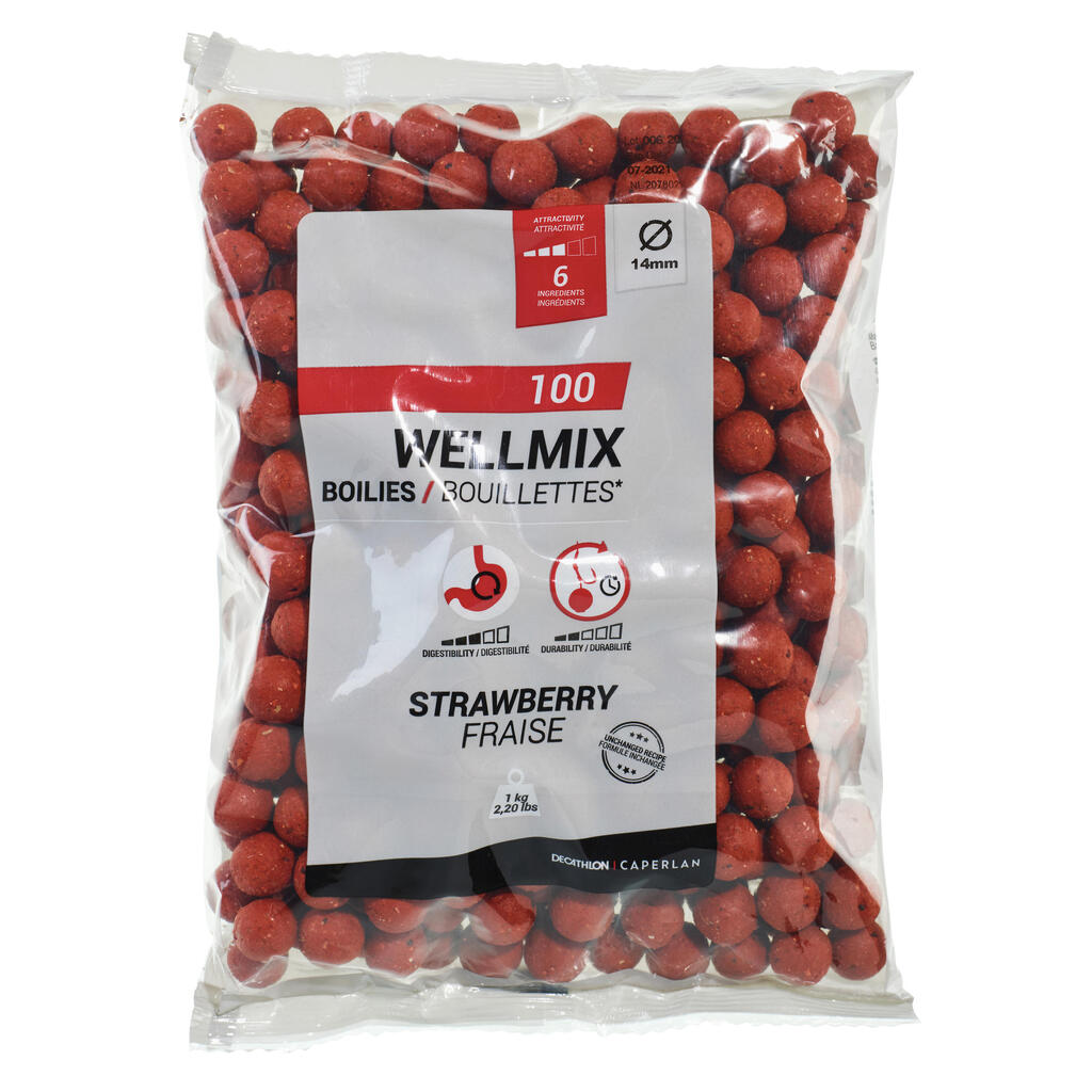 boilies Carp fishing Wellmix 14mm strawberry 1 kg