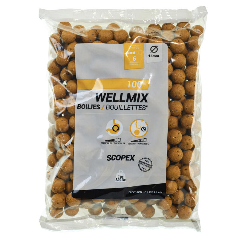 Boiles carp fishing WELLMIX SCOPEX 14 mm 1 kg