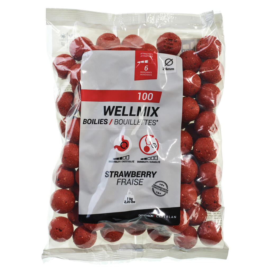 Karpu makšķerēšanas boilas “Wellmix”, 24 mm,1 kg, zemeņu