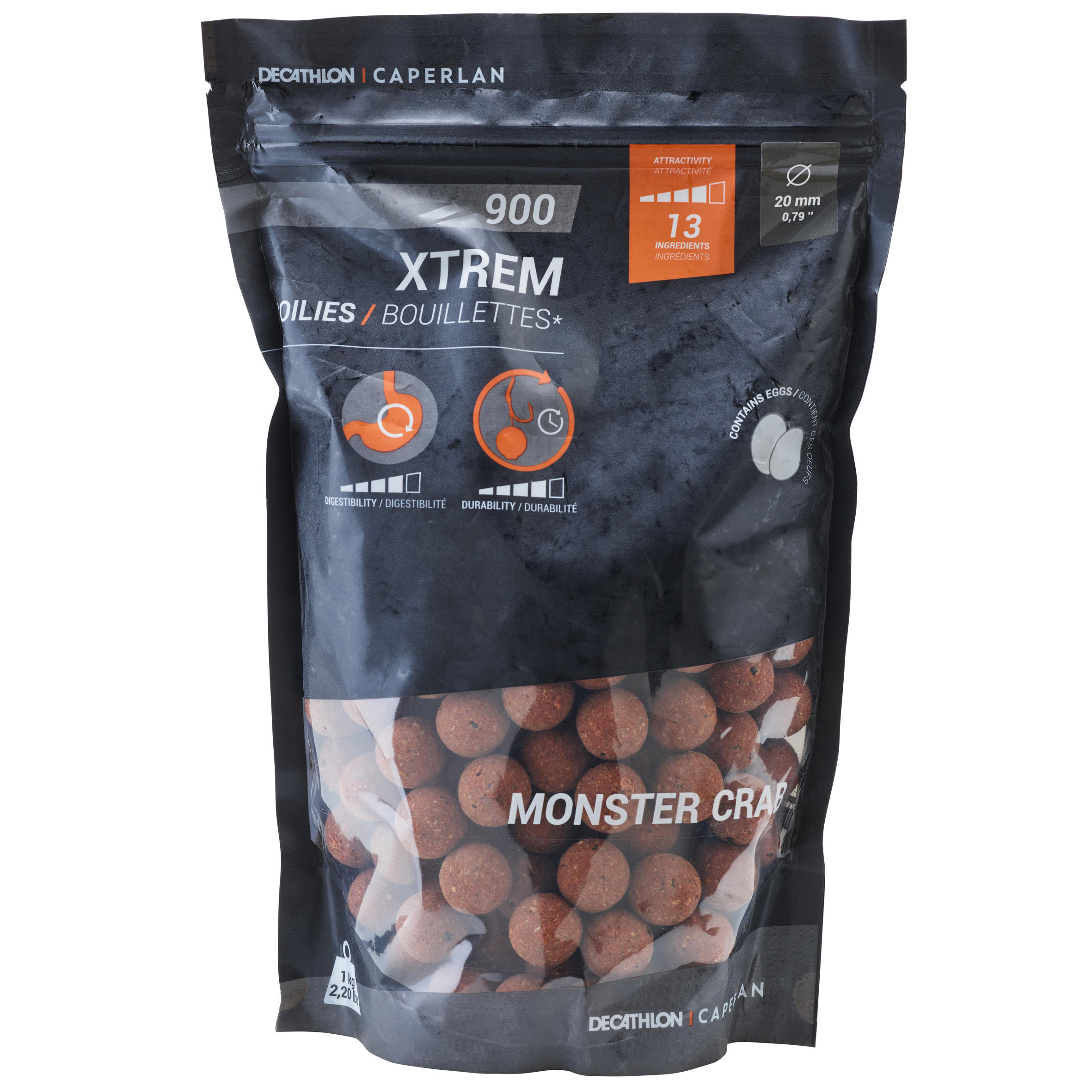 Bouillettes pêche de la carpe XTREM 900 20mm 1kg Monstercrab 3/3
