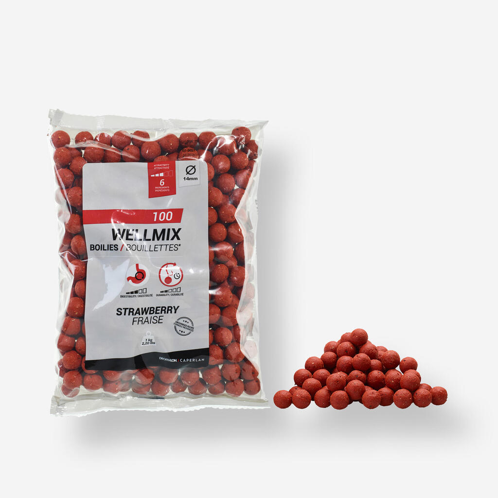 Boiliji za krapolov z okusom jagode WELLMIX (14 mm, 1 kg)