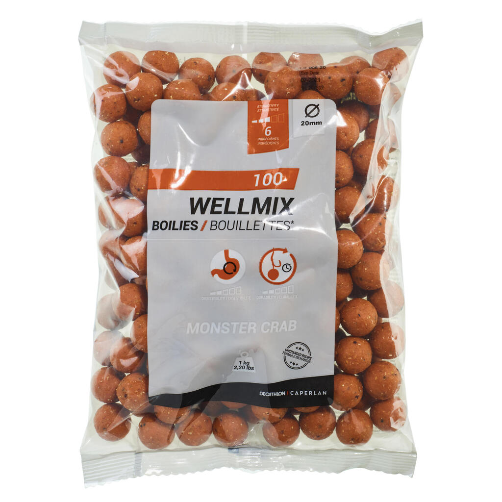 Boiliai karpių žvejybai WELLMIX, didžiojo krabo skonio, 20 mm, 1 kg