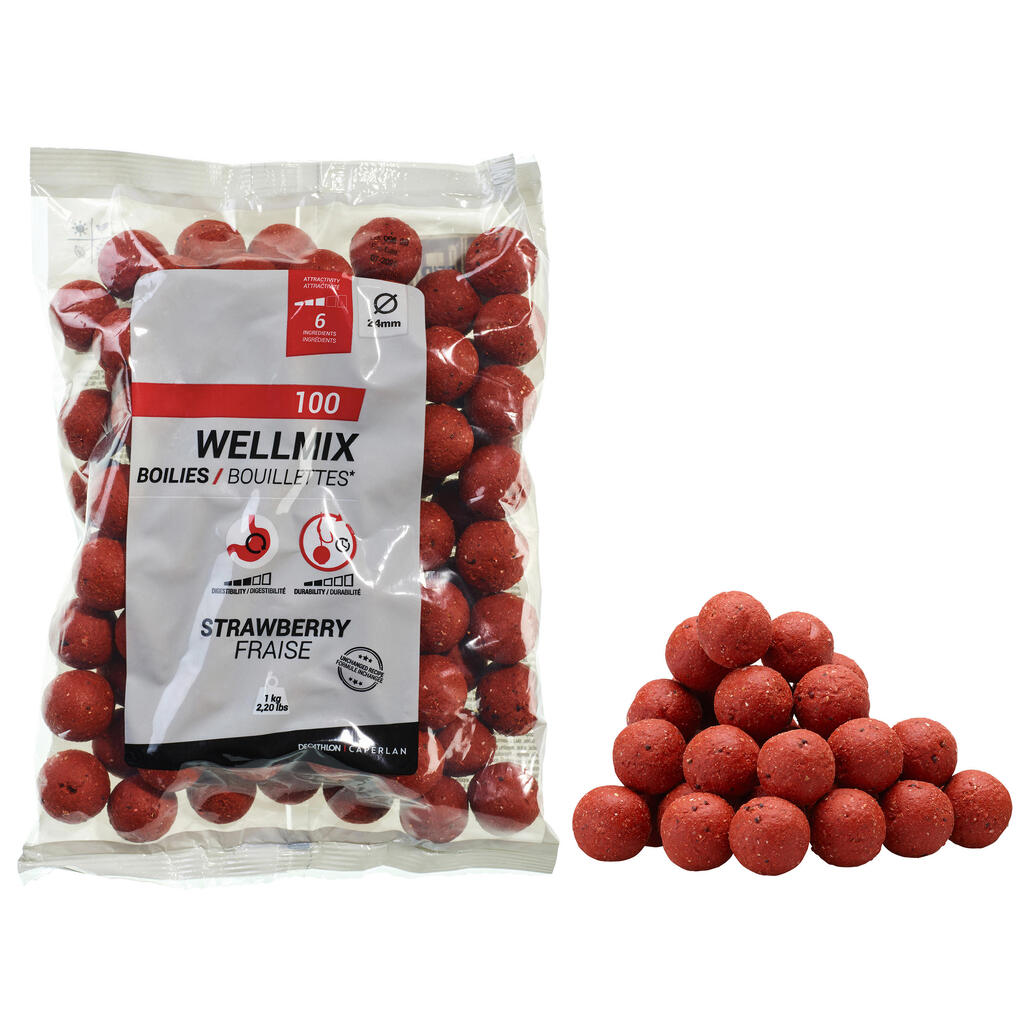 Karpu makšķerēšanas boilas “Wellmix”, 24 mm,1 kg, zemeņu