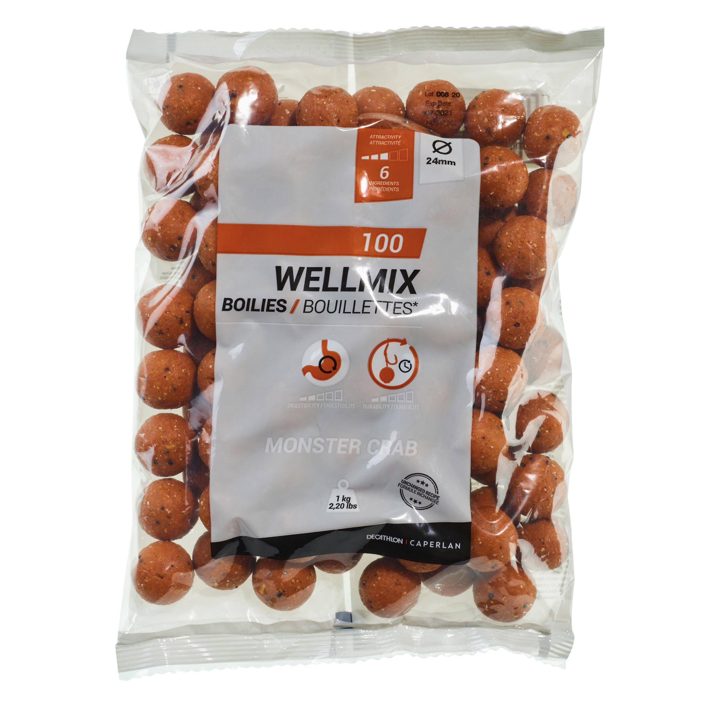 Carp Fishing Boilies - Wellmix 24 mm Monstercrab 1 kg - CAPERLAN