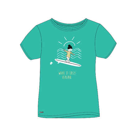 kids’ anti-UV printed surfing water T-shirt - turquoise